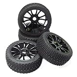 Lieferumfang: 4 x Reifen Faderr 4 Stück hohle schwarze 17 mm Nabengummireifen für RC 1/8 Geländewagen (4 Stück)