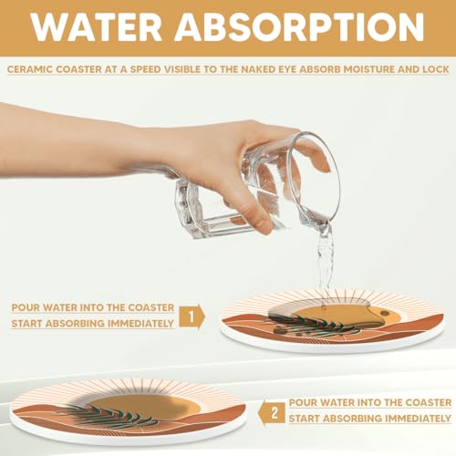 Zaochin CO.BOHO.A1 Pack 6 Coasters Minimalist Ceramic Coaster With Cork Base Set Housewarming Gifts For New House Women Coffee Table Desk Car Home Decor Bar Kitchen Accessories Cold Drinks Absorbent thumb #2