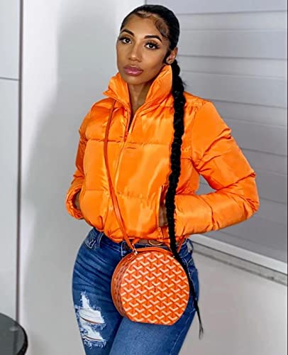 KANSOON Women's Winter Cropped Puffer Jacket Long Sleeve Full Zip Lightweight Warm Quilted Down Coats2