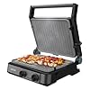 Cecotec Griglia Elettrica con Grill Rock’nGrill 2200 Dual. 2200W, Apertura 180º, Dual Temp, Rivestimento Antiaderente RockStone, Piastre Reversibili, Raccogli Grassi, Indicatore Luminoso, 29x23cm