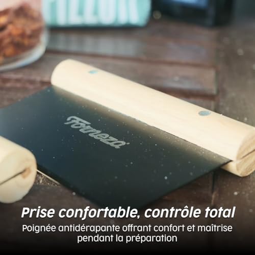 Grattoir à pâte en acier de qualité supérieure et manche bois - 4