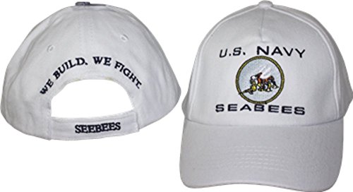 White U.S. Navy Seabees Embroidered Baseball Cap Hat