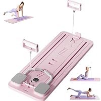 Tavola pieghevole per Pilates Reformer con Ab Roller, macchina per esercizi addominali, multifunzione, per allenamenti a casa, Pilates Core Trainer per tutto il corpo, tavola addominale (rosa)