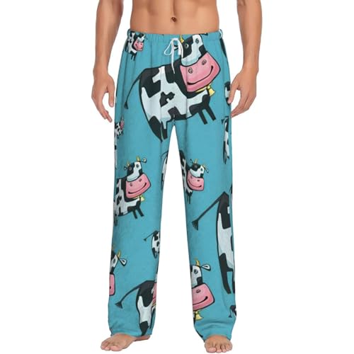 Pantalon de pyjama homme imprimé vache en polaire épaisse et poches micropolaire