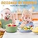 Teenyyou 9 Pcs Porcelain Kids Plates and Bowls Feeding Set with Suction, Ceramic Baby Toddler Divided Plates Silicone Sleeve Bowls Forks Spoons Cup Bib Microwave Dishwasher Safe(Sweets)