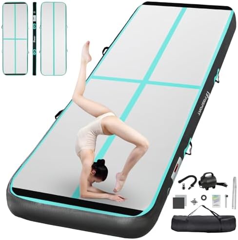 FBSPORT Airtrack Matte,10/20cm Hoch Verdicken 2/3/4/5/6 M Tumbling Matte,Gymnastikmatte mit Luftpumpe,Trainingsmatte mit Tragetasche,Turnmatte für Zuhause, Outdoor,Yoga, Übungsgymn