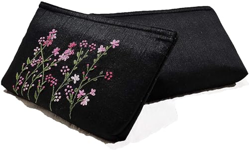 Image of Deeva Women's Clutch, a masterpiece with hand-embroidered floral design on luxurious silk fabric for an exquisite and elegant touch