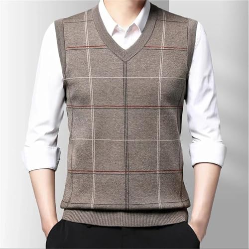 Men's Thick Knitted Sweater Vest V-Neck Sleeveless Pullover Casual Warm Tank Top for Autumn Winter2