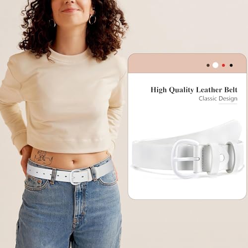 Image of WHIPPY Women Leather Belt for Jeans Pants Dresses Black Ladies Waist Belt with Pin Buckle