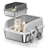 2 Pack Stainless Steel Cat Litter Box, High Sides Metal Litter Pan, XS
