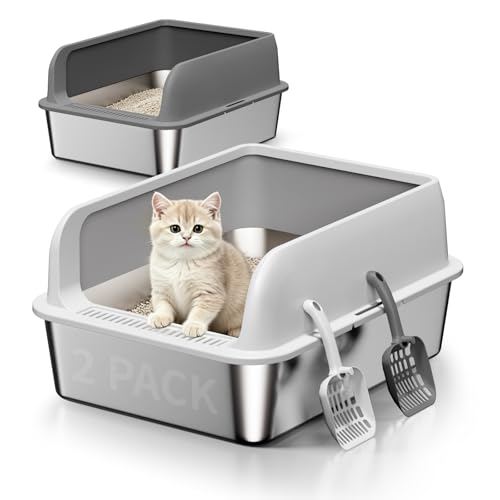 Caja de arena para gatos acero inoxidable x2, cubierta XS miniatura 1