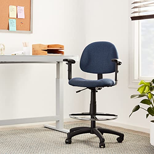 Boss Office Products Ergonomic Works Drafting Chair With Adjustable Arms In Blue #TOP1