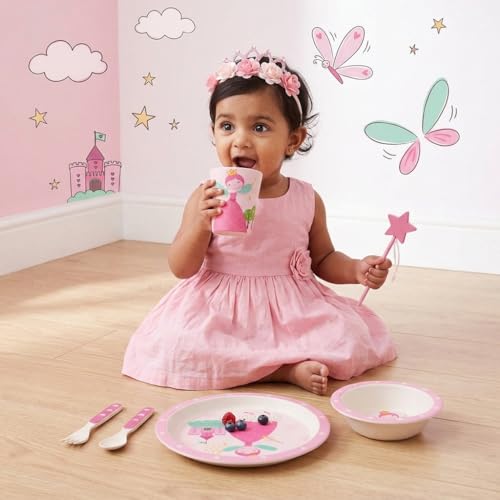 Image of Bamboo Kids Feeding Set of 5 |Kids Crockery Set Tableware |Baby Utensils and Dishes Set | Eco-Friendly |Organic & Natural (Fairy)