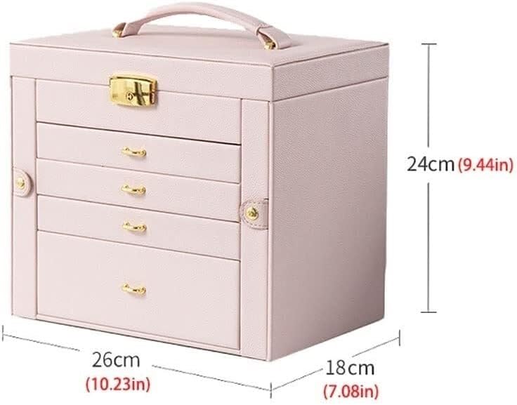 Vintage PU Leather Jewelry Box Organizer for Women and Girls, Large Capacity with Mirror and Lock, Portable Storage Case for Earrings, Rings, and Accessories