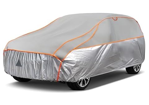 kayme Pokrowiec Przeciwgradowy na SUV, Wodoodporny i Oddychający. Pełna Osłona/Garage Ochrona Przed Gradem, Słońcem, Deszczem i Śniegiem. Pokrowiec dla Samochodów Terenowych 4x4 (460 do 485 cm) Szary