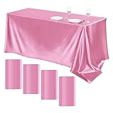 GXMDSGZ Mantel De Satén Mantel Grande De Satén, Brillante, Liso, Color Sólido, For Bodas, Banquetes Navidad, Aniversarios, Fiestas, Decoración Mesa For El Hogar(Pink,228x335cm)
