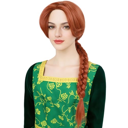 Guree Hair Long Braided Reddish Brown Wigs For Women Costume Auburn Synthetic Anime Wig For Halloween Cosplay Party Use