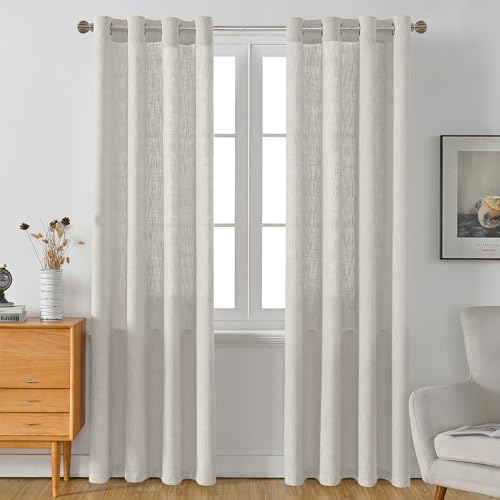 Rissien Burlap Linen Farmhouse Curtains 72 inch Length 2 Panels