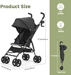 Poussette pour bébé, poussette parapluie avec poussette pliable et auvent réglable, poussette pour nouveau-né pliable avec panier de rangement, porte-gobelet, roues à suspension pour nourrissons (Noir)