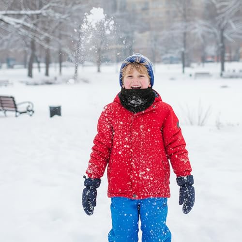JazRvr 4 Stück Schlauchschal Kinder, Halstuch Kinder Winter, Loop Schal Warmer für Outdoor-Aktivitäten wie Skifahren und Radfahren, Weiches Material, Schwarz, Hellgrau, Dunkelgrau, Blau