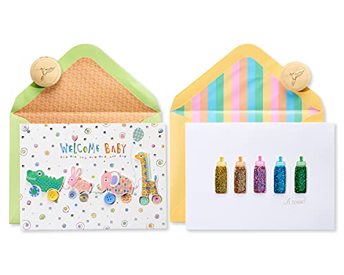 Cartes de naissance Papyrus créatures et biberons en lot de 2