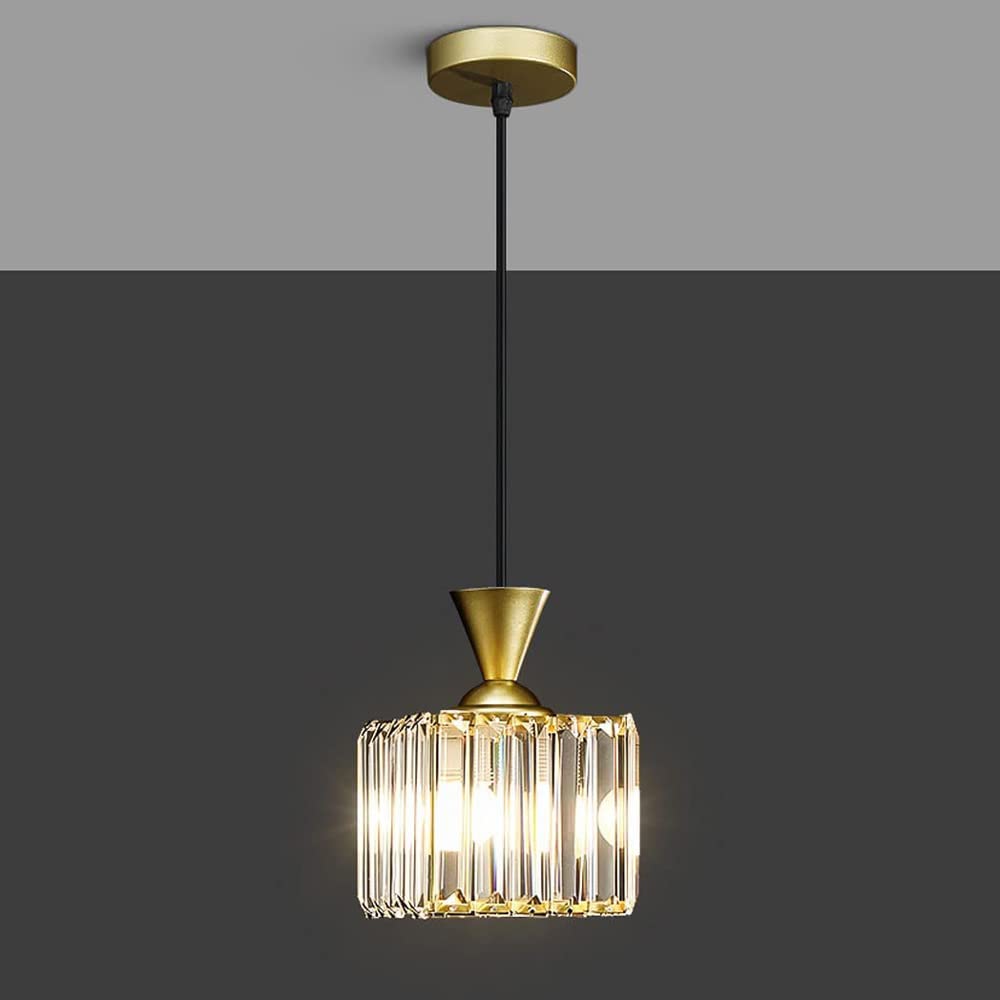 Mini lustre en cristal or et noir, luminaire carré pour îlot de cuisine et chambre