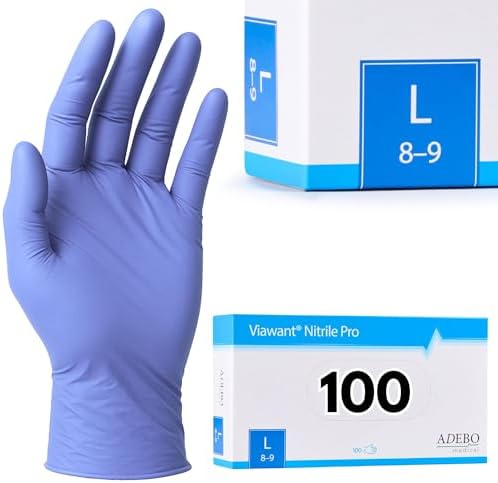 Einweghandschuhe 100 Stück | L | Nitrilhandschuhe Blau | Puderfreie, latexfreie Einmalhandschuhe | Reißfest & feinfühlig | EN 455 & EN 374 | Gr. XS, S, M, L, XL, XXL