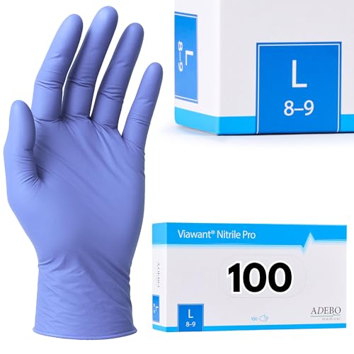 Preisvergleich Produktbild Einweghandschuhe 100 Stück / L / Nitrilhandschuhe Blau / Puderfreie, latexfreie Einmalhandschuhe / Reißfest & feinfühlig / EN 455 & EN 374 / Gr. XS, S, M, L, XL