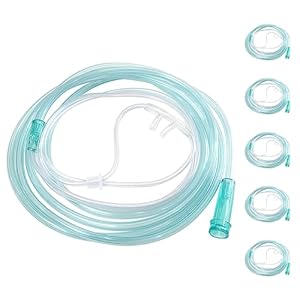 DWCHECK 5 Pack Soft Oxygen Nasal Cannula for Adult, 8.2 feet Standard Nasal Cannula Tubing for Oxygen Concentrator, Oxygen Tubing for Kink Resistant, Lightweight