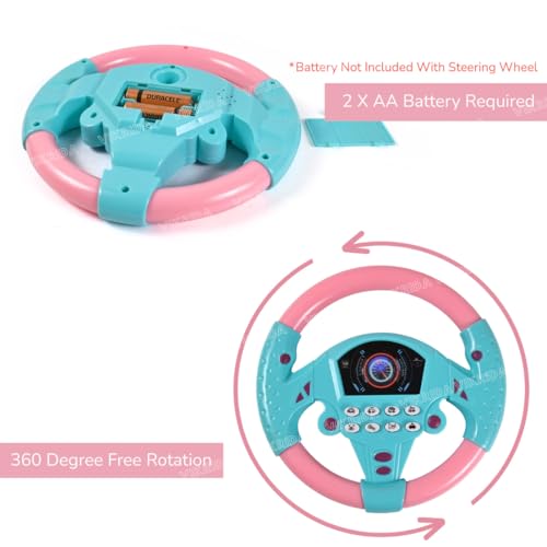 Image of VikriDA Pretend Adventure Steering Wheel for Kids | Early Education Driving Toy with Light Music (Pink)