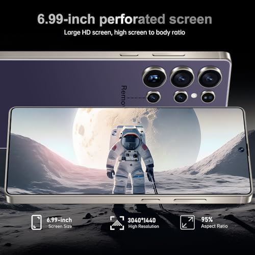 MMY I25 Ultra 5G Unlocked Smartphone,16GB+512GB Fully Cell Phone for Android 14, 6.99" Unlocked Cell Phone, 7000mAh, 68MP+108MP Dual Camera/Dual SIM/Fingerprint Lock/Face (Purple)