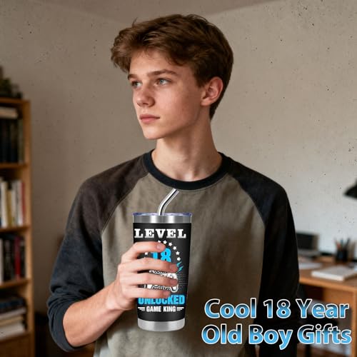 Cool Gifts for 18 Year Old Boy, 18th Birthday Gifts for Boys, Game Theme Gift for 18th Teenager Son Nephew Grandson Brother, Happy 18th Birthday Decorations with 20 Oz Tumbler Keychain Bracelets Card by Kifredwo - Image 2