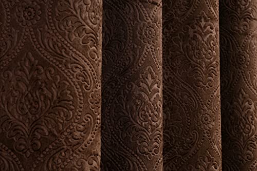 Image of Homefab India 1 Piece Velvet Emboss Long Door Curtain - 8 feet, Room Darkening Curtains, Brown