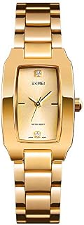 TONSHEN Womens Fashion Stainless Steel Watch for Girl Rectangular Dial Crystal Scale Casual Dress Watches Simple Design