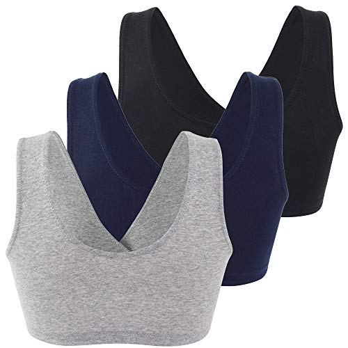 Topwhere Women's Cotton Wireless Sleep Bra For Nursing And Maternity (Black+Grey+Navy Blue, M) #TOP1