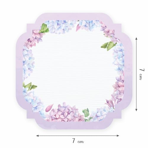 Image of Note Card Gift Tags in a beautiful Purple Hydrangea Floral Design. Pack of 50 Gift Cards for attaching to gifts and cake boxes