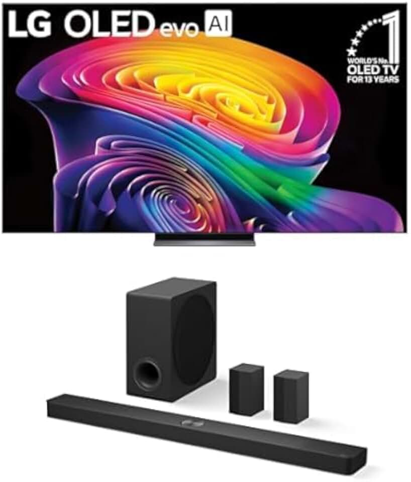 LG 83-Inch Class OLED evo C6 4K Smart TV (OLED83C6HUP, 2026) Bundle S90TR 7.1.3-Ch Soundbar, Dolby Atmos, Dolby Vision, Wow Orchestra, WOWCAST, Rear Speakers, Wireless Subwoofer