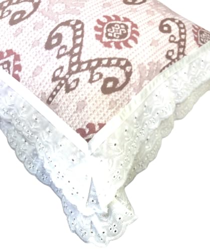 Image of VHC 100% Cotton Lace Pillow Cover /Case Set (Pack of 2)-Maroon (Nomadic Pink)