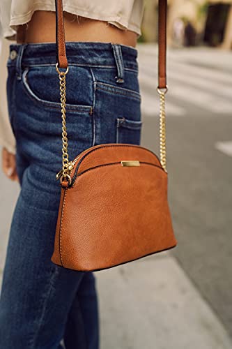 Image of FashionPuzzle Faux Leather Small Dome Crossbody Bag with Chain Strap