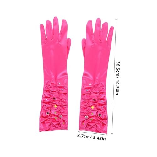 Didiseaon 1 Set Princess Gloves for Little Girls: Elegant Formal Princess Gloves - Jeweled Mittens with Glitter Rhinestones for Cosplay Holiday Events and Party Decorations2
