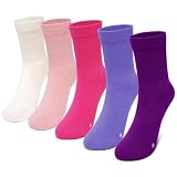 PUTUO Kinder Socken für Jungen Mädchen: Nahtlose Kindersocken mit Weitem Bund – Weiche Atmungsaktiv Unisex Kinder Strümpfe Größe 31-34 für Schule Alltag 5 Paar Pastell-Mix
