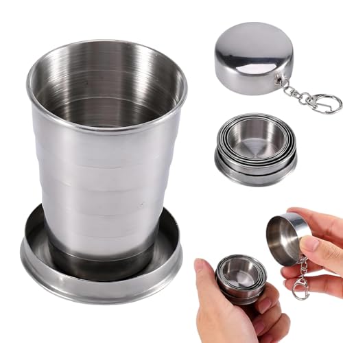 GILWUMO Taza Plegable 75ml, Compacta Y Portátil Con Llavero, Ideal Para Acampada, Senderismo, Montañismo, Picnic Y Actividades Al Aire Libre.