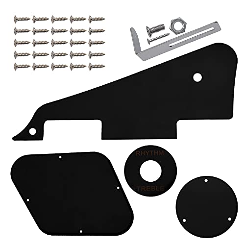 1Pcs Yootones Electric Guitar Guard Plate Bracket Rear Cover Gear Switch Gear Piece Compatible with LP Electric Guitar Full Set Of Sccessories (1Ply Black)