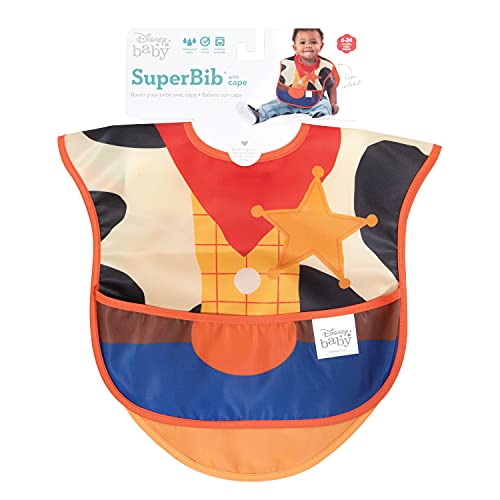 Bumkins Bibs, Disney Toy Story Woody, Baby Bibs For Girl Or Boy, Superbib With Cape, Baby And Toddler Bib For 6-24 Months, Baby Bib For Eating, Feeding Bib, Waterproof Fabric #TOP4