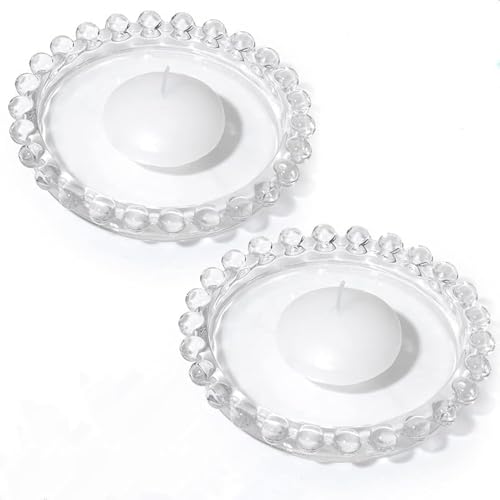 2pcs Glass Candle Plates Clear Pillar Candle Holder Plates,Transparent Round Candle Plate for Pillar Candle Modern Candle Centerpiece
