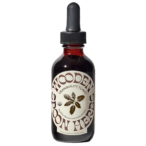 Wooden Spoon Herbs Tranquility Tonic | USDA Certified Organic Stress Relief & Sleep Aid Tincture | 6 Herb Complex with Organic Skullcap, Ashwagandha, Oat Tops, Holy Basil, Lavender | 2oz, 32 Servings
