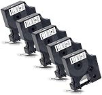 5- paquet 45013 Noir sur Blanc Compatible pour Dymo D1 Recharge de ruban de fabricant d'étiquette 45013s S0720530 D1 12mm Cassette à ruban noir 1/2" sur blanc pour LabelManager 160 210D 450 280 420P PnP 220P 360D