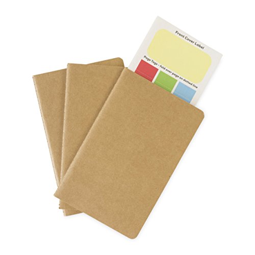 Travel Journal, Dotted Pocket Notebook, Kraft Brown Soft Cover, 3.5 x 5.5 in. - SuperiorMaker (3 Pack) - Thumbnail 2