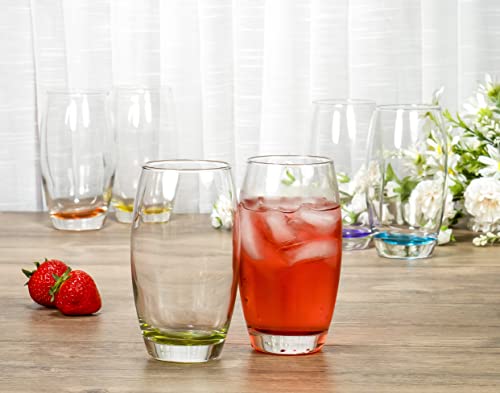 Red Co. Large 16 Oz Multicolored Drinking Glass Set Of 6 For Water, Beverage, Cocktail, Mixed Drinks #TOP1