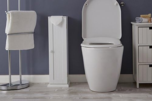 Premier Housewares 1600950 Toilet Roll Holders / Storage White Wood / Stand For 5 Rolls 20 x 20 x 65